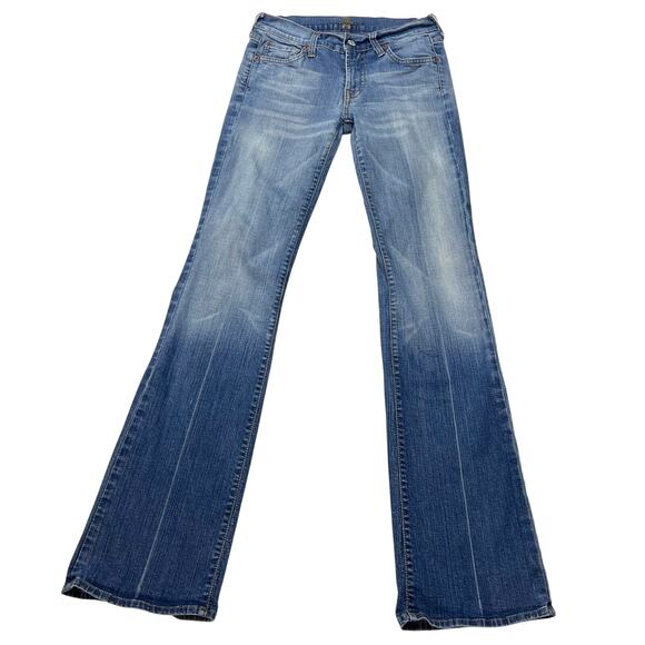 7 For All Mankind Denim - 7 For All Mankind Bootcut Jeans Women 25W x 32L Distressed Dark Washed Denim